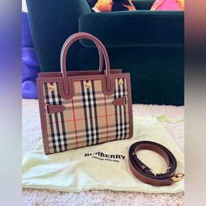 Authentic Burberry small tote bag with shoulder strap